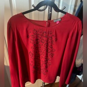 Vince Camuto Blouse with Black bead designs Size L